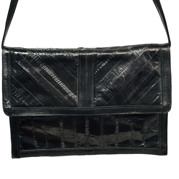 Vintage Eel Skin Clutch Shoulder Bag with Removable Strap - Picture 1 of 8